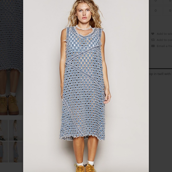 POL Blue Crochet Maxi Dress; Size L; New - Picture 1 of 9